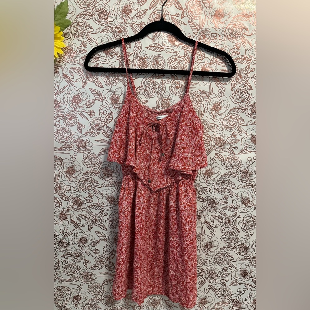 American Eagle red floral dress with spaghetti straps, size small
